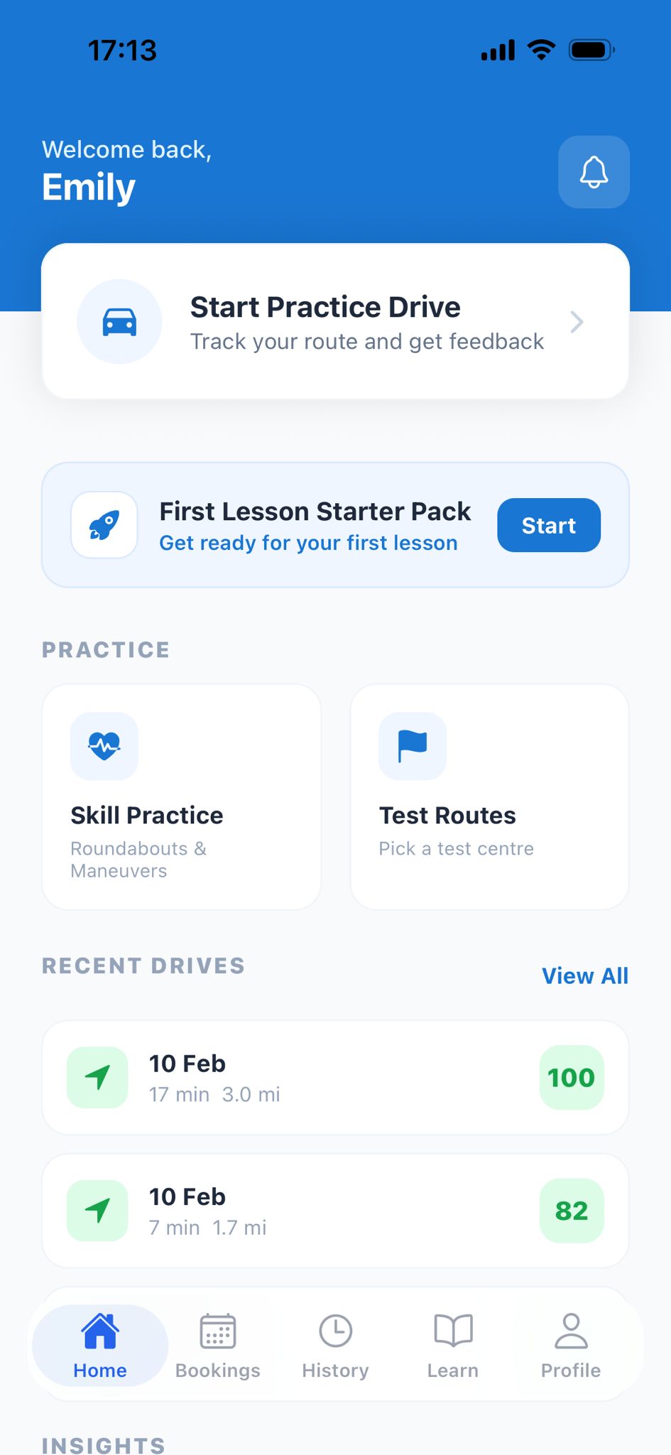 Progress tracking screen